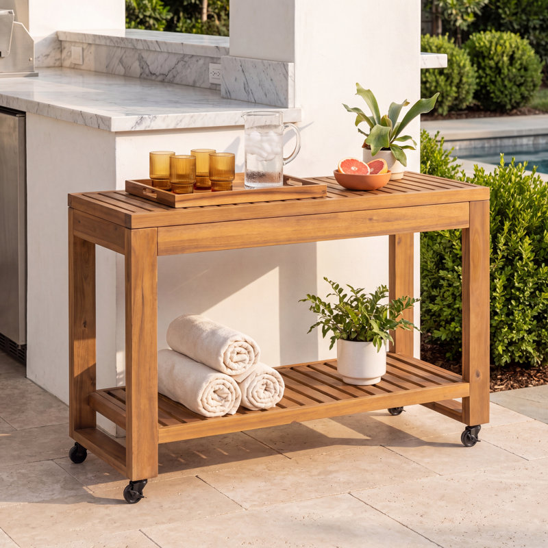 Joss & Main Adagio Solid Teak Bar Cart & Reviews | Joss & Main
